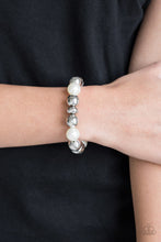 Load image into Gallery viewer, Upper Manhattan White Pearl Stretchy Bracelet Paparazzi Accessories