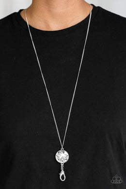Dauntless Diva White Rhinestone Lanyard Paparazzi Accessories