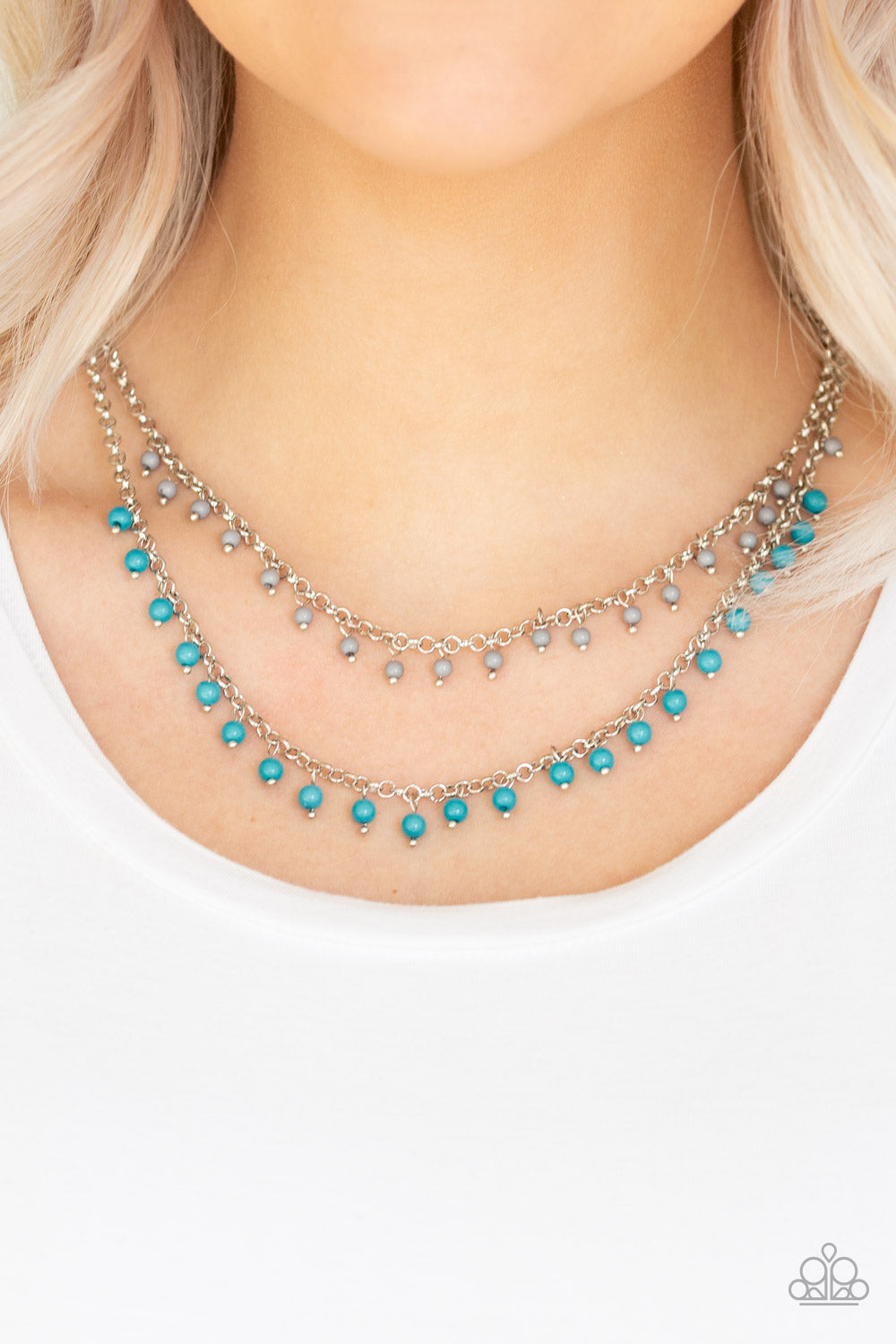 Dainty Distraction Blue Necklace Paparazzi Accessories