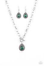 Load image into Gallery viewer, Sheen Queen Green Rhinestone Necklace Paparazzi Accessories