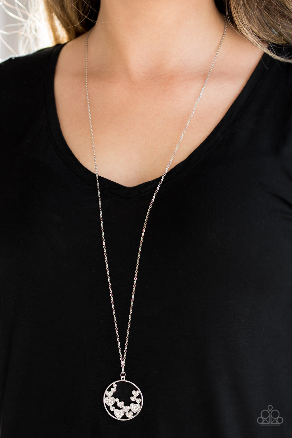 Call Me Cupid White Rhinestone Necklace Paparazzi Accessories