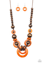 Load image into Gallery viewer, Boardwalk Party Orange Wooden Necklace Paparazzi Accessories