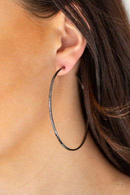 Sleek Fleek Black Hoop Earring Paparazzi Accessories