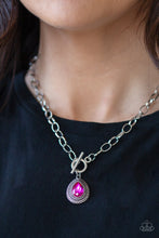 Load image into Gallery viewer, Queen Sheen Pink Rhinestone Toggle Necklace Paparazzi Accessories