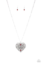 Load image into Gallery viewer, Classic Casanova Red Rhinestone Heart Necklace Paparazzi Accessories