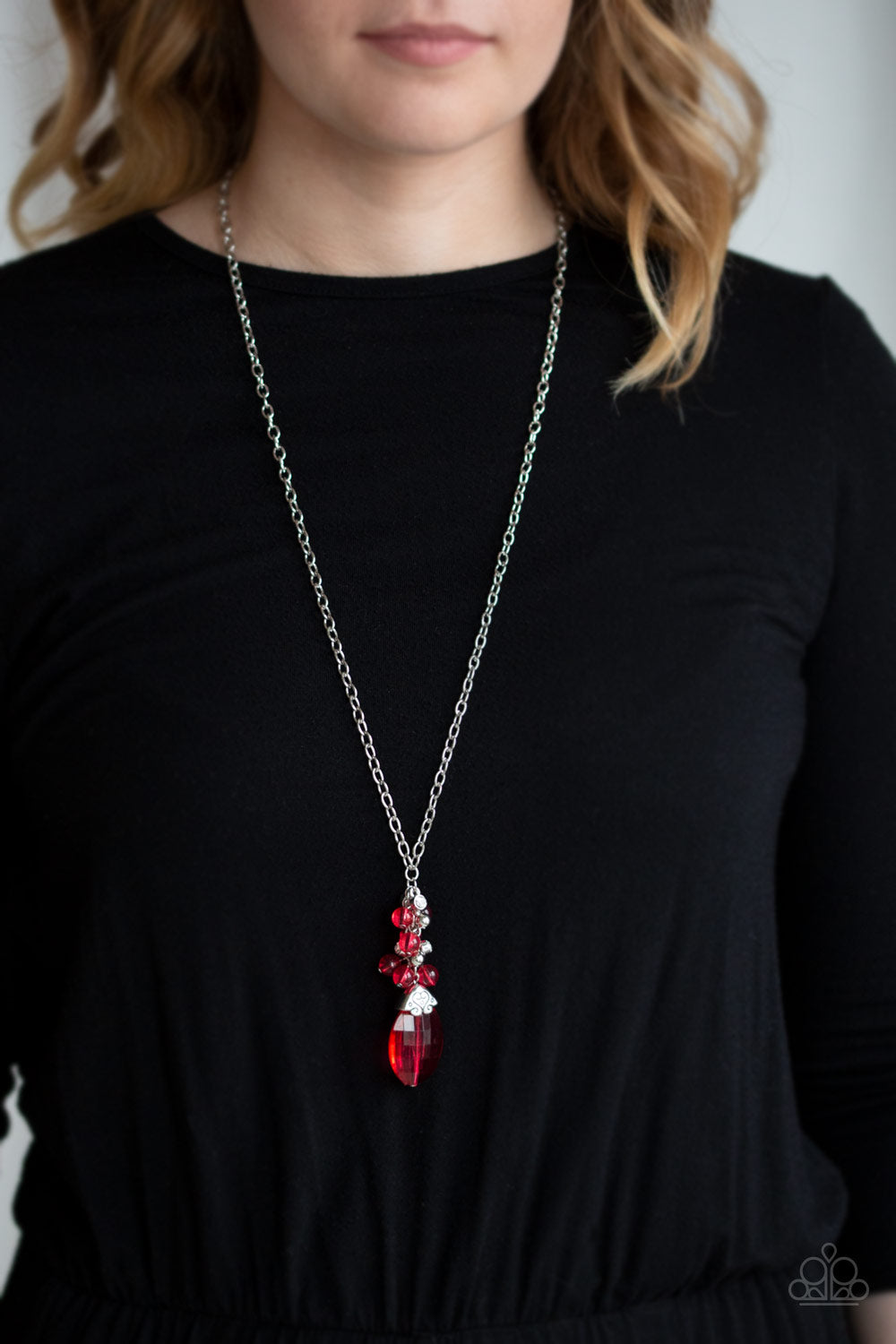 Crystal Cascade Red Necklace Paparazzi Accessories