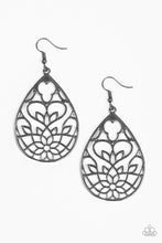 Load image into Gallery viewer, Lovely Lotus Black Gunmetal Earring Paparazzi Accessories