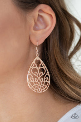 Lovely Lotus Rose Gold Earring Paparazzi Accessories