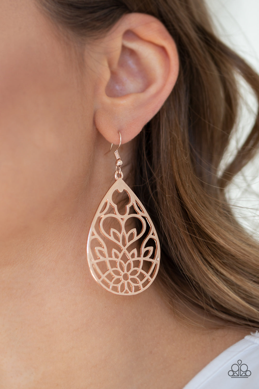 Lovely Lotus Rose Gold Earring Paparazzi Accessories