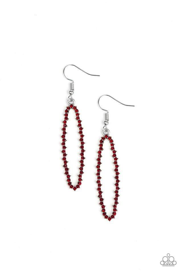 A Little Glow-Mance Red Rhinestone Earrings Paparazzi Accessories