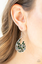 Load image into Gallery viewer, Cash or Crystal? Green Rhinestone Earring Paparazzi Accessories