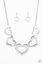 Load image into Gallery viewer, Hearty Hearts Silver Necklace Paparazzi Accessories