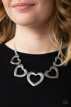 Load image into Gallery viewer, Hearty Hearts Silver Necklace Paparazzi Accessories
