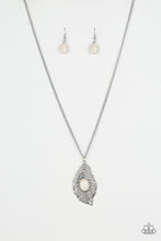 Load image into Gallery viewer, Flight Path - White Stone Feather Necklace Paparazzi Accessories