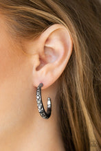 Load image into Gallery viewer, Welcome to Glam Town Black Hoop Earrings Paparazzi Accessories