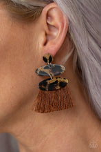 Load image into Gallery viewer, No One Likes a Cheetah Brown Fringe Earring Paparazzi Accessories