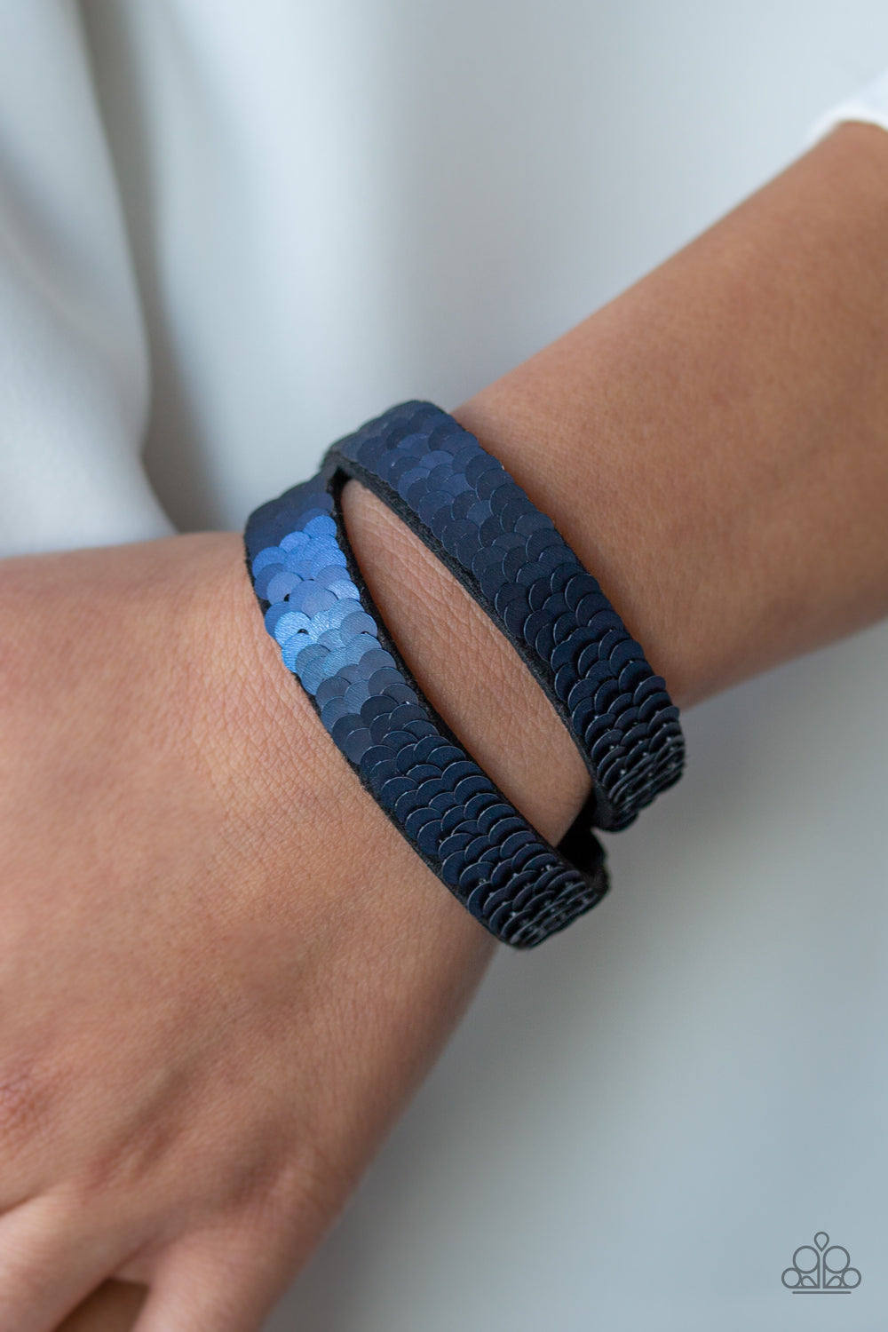 Under The Sequins Blue Double Wrap Bracelet Paparazzi Accessories