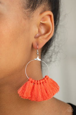 Peruvian Princess Orange Fringe Earring Paparazzi Accessories