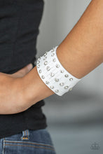 Load image into Gallery viewer, Now Taking the Stage White Leather Bracelet Paparazzi Accessories