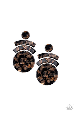 In the HAUTE Seat Black Acrylic Earrings Paparazzi Accessories