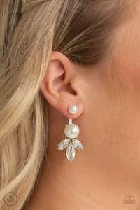 jacket,post,rhinestones,white,Extra Elite - White Pearl Jacket Earrings