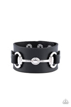Load image into Gallery viewer, Biker Band Black Leather Bracelet Paparazzi Accessories