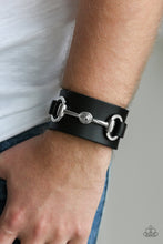 Load image into Gallery viewer, Biker Band Black Leather Bracelet Paparazzi Accessories