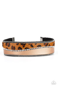 brown,cheetah,leather,lobster claw clasp,rhinestones,Flirtatiously Feline Brown Bracelet