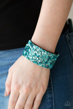 Load image into Gallery viewer, Starry Sequins Blue Leather Wrap Bracelet Paparazzi Accessories