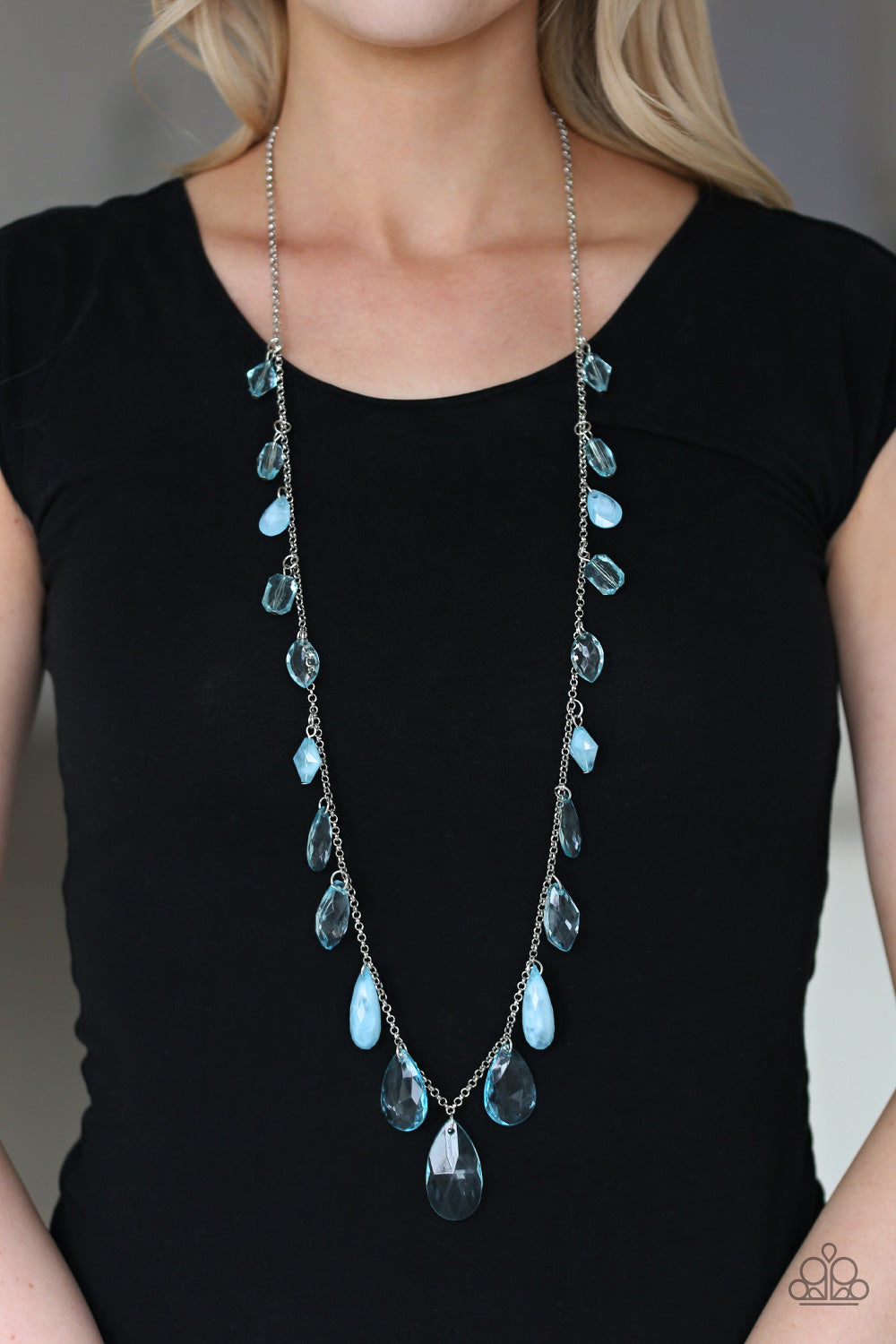 Glow and Steady Wins The Race Blue Necklace Paparazzi Accessories