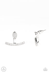 jacket,post,rhinestones,white,Glowing Glimmer - White Earrings