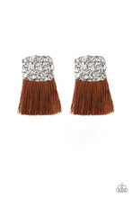 Load image into Gallery viewer, Plume Bloom Brown Fringe Earring Paparazzi Accessories