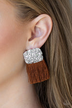 Load image into Gallery viewer, Plume Bloom Brown Fringe Earring Paparazzi Accessories