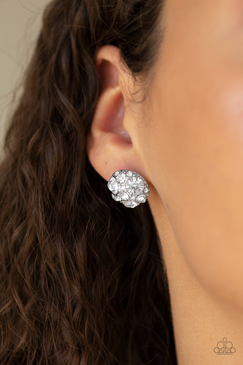 Diamond Daze - White Rhinestone Post Earrings Paparazzi Accessories