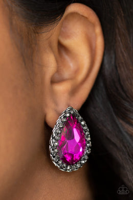 Dare To Shine Pink Rhinestone Post Earring Paparazzi Accessories
