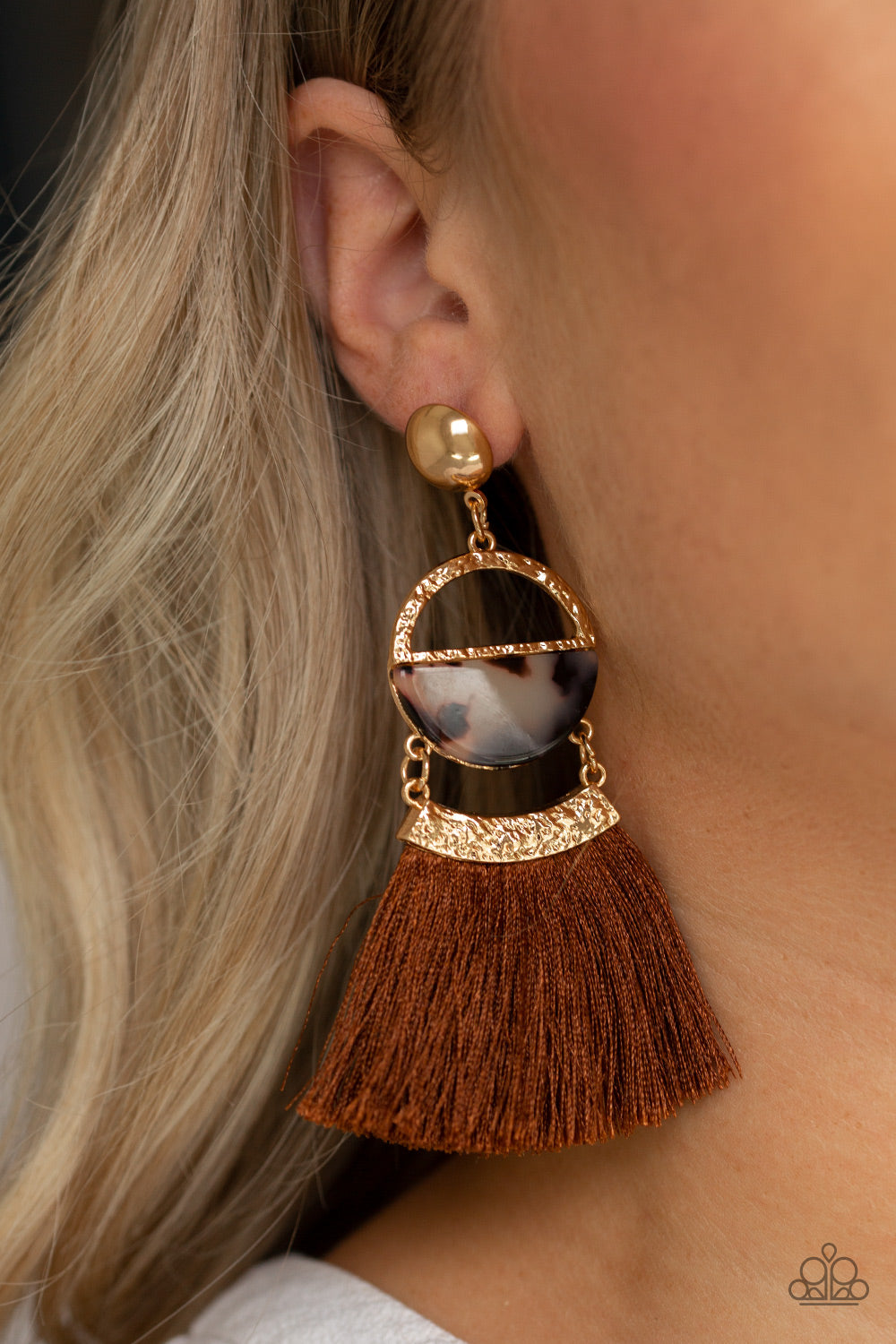 Tassel Trot Brown Fringe Earring Paparazzi Accessories