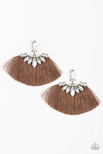 Load image into Gallery viewer, Formal Flair Brown Fringe and Rhinestone Earring Paparazzi Accessories