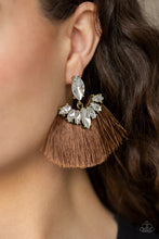 Load image into Gallery viewer, Formal Flair Brown Fringe and Rhinestone Earring Paparazzi Accessories