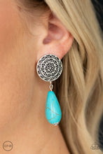 Load image into Gallery viewer, Prairie Bliss Blue Clip-On Earrings Paparazzi Accessories