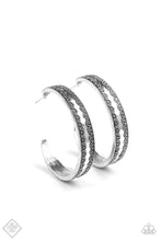 Load image into Gallery viewer, Textured Treasure Silver Hoop Earring Paparazzi Accessories