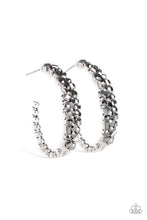Load image into Gallery viewer, A Glitzy Conscience Silver Rhinestone Hoop Earring Paparazzi Accessories
