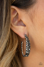 Load image into Gallery viewer, A Glitzy Conscience Silver Rhinestone Hoop Earring Paparazzi Accessories