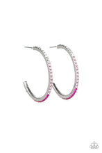 Load image into Gallery viewer, Rhinestone Revamp Pink Hoop Earring Paparazzi Accessories