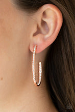 Load image into Gallery viewer, Globetrotting Glitter Copper Hoop Earrings Paparazzi Accessories