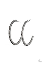 Load image into Gallery viewer, Rhinestone Revamp Black Hoop Earring Paparazzi Accessories