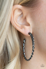 Load image into Gallery viewer, Retro Twist Black Hoop Earring Paparazzi Accessories