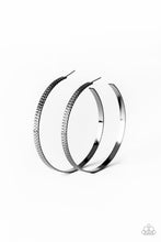 Load image into Gallery viewer, Retro Rebellion Black Hoop Earring Paparazzi Accessories
