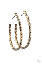 Load image into Gallery viewer, Globertrotting Glitter Brass Hoop Earring Paparazzi Accessories
