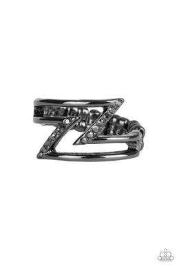 5th Avenue Flash Black Hematite Rhinestone Ring Paparazzi Accessories
