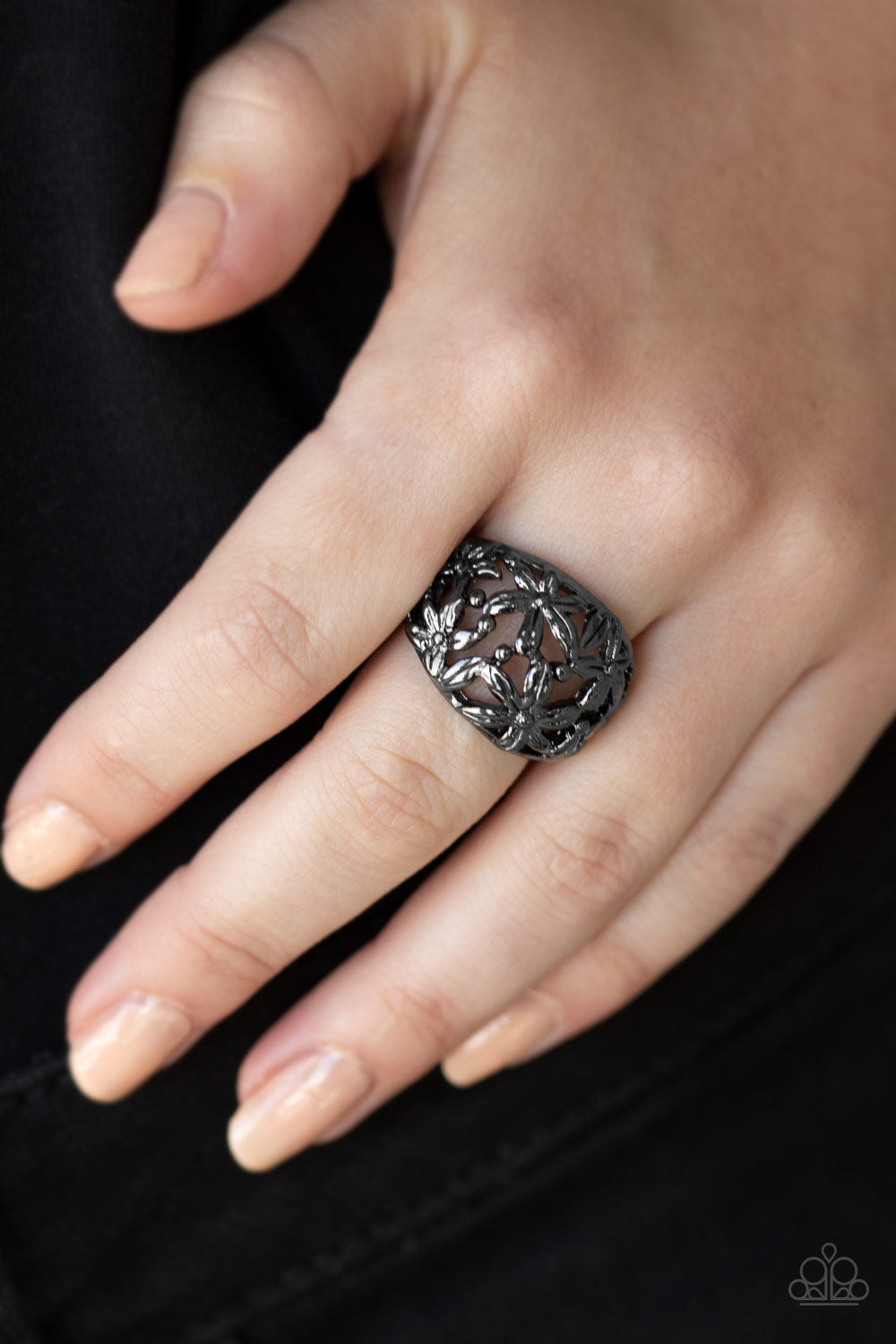 Haute Havana Black Gunmetal Ring Paparazzi Accessories